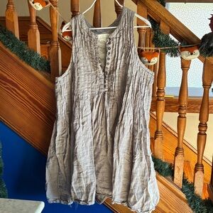 Anthropologie grey linen/cotton mid length dress, Size XL.